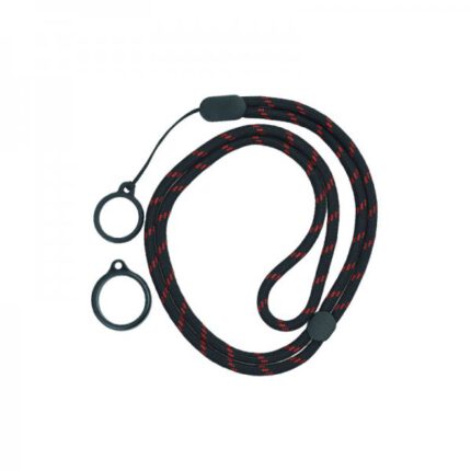 Round Adjustable Lanyard With 2 Silicone Rings Black + Red (1kom)
