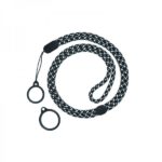 Round Adjustable Lanyard With 2 Silicone Rings Black + White (1kom)