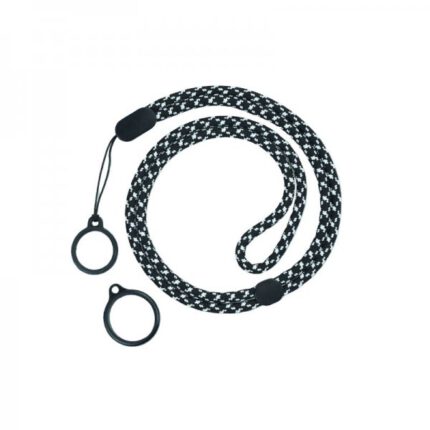 Round Adjustable Lanyard With 2 Silicone Rings Black + White (1kom)