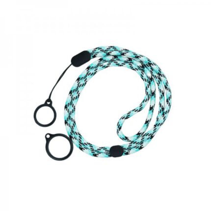 Round Adjustable Lanyard With 2 Silicone Rings Black + Blue (1kom)