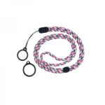 Round Adjustable Lanyard With 2 Silicone Rings Pink + Grey (1kom)