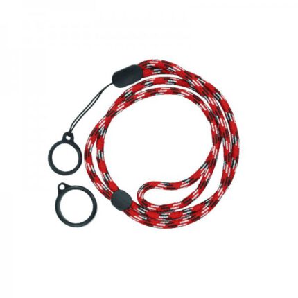 Round Adjustable Lanyard With 2 Silicone Rings Red + White (1kom)