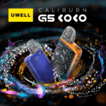 Kit Pod Caliburn G5 Koko 3ml 1600mAh - Uwell u ljubičastoj i narančastoj boji s dva modula različitog dizajna.
