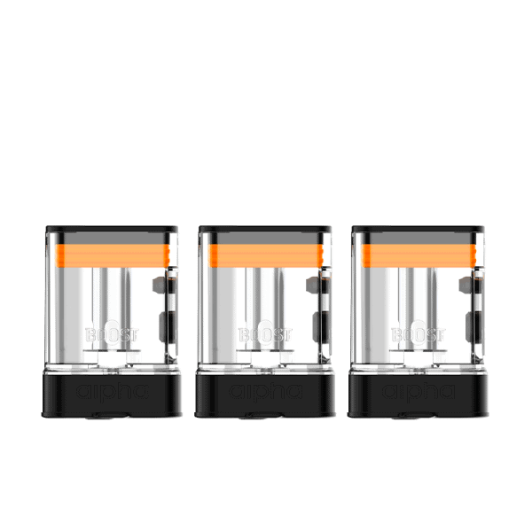 Zamjenske patrone POD Alpha BOOST (3kom) - Smoktech s kapacitetom od 2ml u prozirnoj ambalaži s narančastim detaljima.