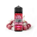 Longfill Cherry Ice Drifter Hyper aroma u crnoj i crvenoj ambalaži s trešnjama i ledom u pozadini.