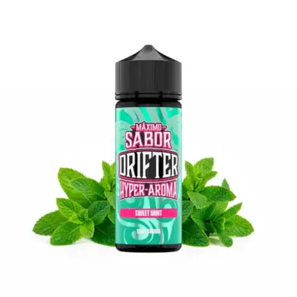 Sweet Mint Drifter Hyper aroma u plavoj i crnoj ambalaži s listovima mente, idealna za vaperske užitke.
