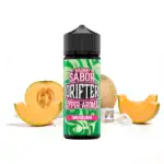 Longfill Triple Melon Ice 10ml/120ml - Drifter Hyper sadrži bočicu s poklopcem i komade dinje uz led u pozadini.